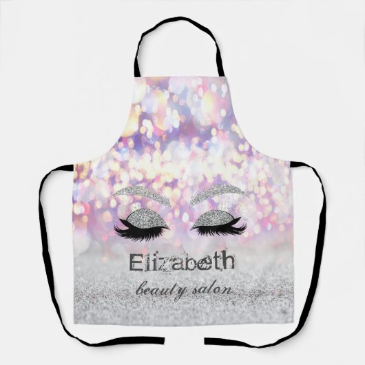 Silver Glitter Faux Lashes, Rainbow Bokeh Schort (Voorkant)