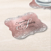 Silver Glitter Faux Roos Gold Foil 21st Birthday Kartonnen Onderzetters (Gekanteld)