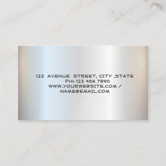 Silver Glitter Feather Silver Brush Stroke Notary Visitekaartje (Achterkant)