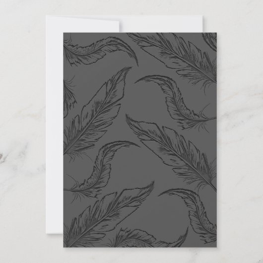 Silver Glitter Feathers Elegant Vrijgezellenfeest Kaart (Achterkant)