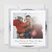 Silver Glitter Feestelijke Winter Familie Feestdagenkaart (Voorkant)