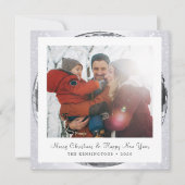 Silver Glitter Feestelijke Winter Familie Feestdagenkaart (Voorkant)