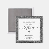 Silver Glitter feliciteert ADULT BAPTISM Magneet (Voorkant / Achterkant)