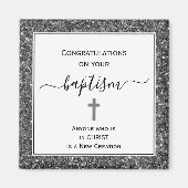 Silver Glitter feliciteert ADULT BAPTISM Magneet (Voorkant)