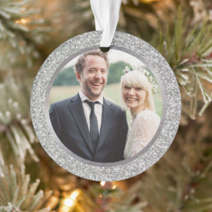 Silver & Glitter First Married Kerstfoto Ornament