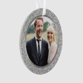 Silver & Glitter First Married Kerstfoto Ornament (voorkant)