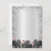 Silver Glitter Floral 25th Wedding Jubileum Kaart (Achterkant)