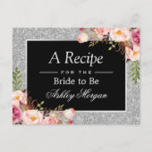 Silver Glitter Floral Vrijgezellenfeest Recipe Kaa Briefkaart (Voorkant)