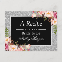 Silver Glitter Floral Vrijgezellenfeest Recipe Kaa Briefkaart