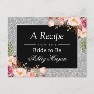 Silver Glitter Floral Vrijgezellenfeest Recipe Kaa Briefkaart