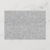 Silver Glitter Floral Wedding Details Ontvangen Informatiekaartje (Achterkant)