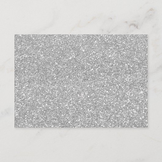 Silver Glitter Floral Wedding Details Ontvangen Informatiekaartje (Achterkant)