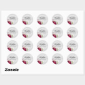 Silver glitter florals burgundy monogram ronde sticker (Vel)