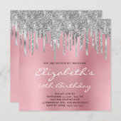 Silver Glitter Folie drukt roze Ombre 60th Birthda Kaart (Voorkant / Achterkant)