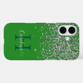 Silver Glitter, Forest Green, Gepersonaliseerd. Case-Mate iPhone Case (Achterkant (horizontaal))
