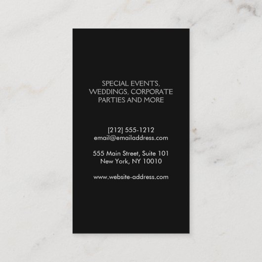 Silver Glitter Fork Event Planner Visitekaartje (Achterkant)