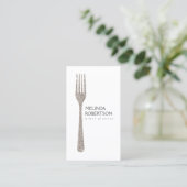 Silver Glitter Fork Event Planner Visitekaartje (Staand voorkant)