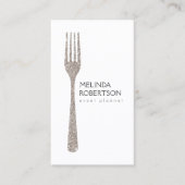 Silver Glitter Fork Event Planner Visitekaartje (Voorkant)