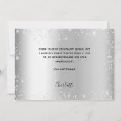 Silver glitter foto verjaardag dank je kaart (Achterkant)