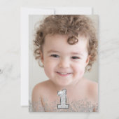 Silver Glitter Foto's Meisjes 1e verjaardag Kaart (Voorkant)