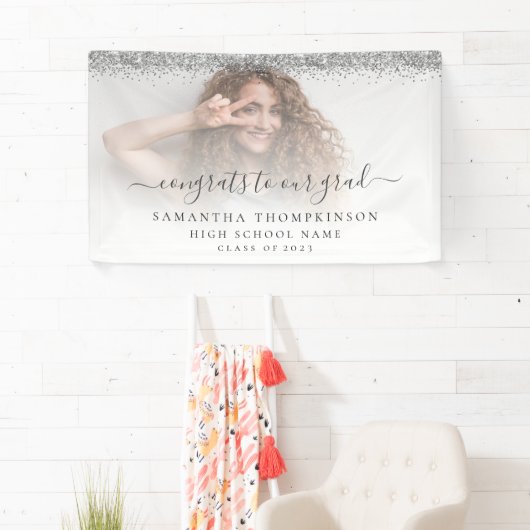 Silver Glitter Fotoscript 2024 Afstuderen Banner (Insitu)