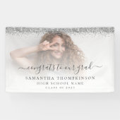 Silver Glitter Fotoscript 2024 Afstuderen Banner (Horizontaal)