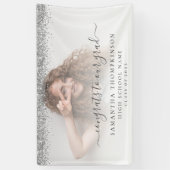 Silver Glitter Fotoscript 2024 Afstuderen Banner (Verticaal)