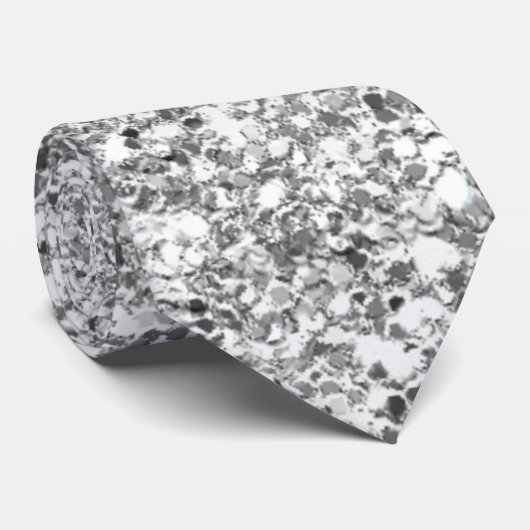Silver Glitter Gedrukt Stropdas (Opgerold)