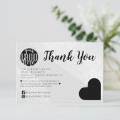 Silver Glitter Geo Heart Logo Klant Hartelijk dank Bedankkaart (Staand voorkant)