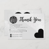 Silver Glitter Geo Heart Logo Klant Hartelijk dank Bedankkaart (Voorkant / Achterkant)
