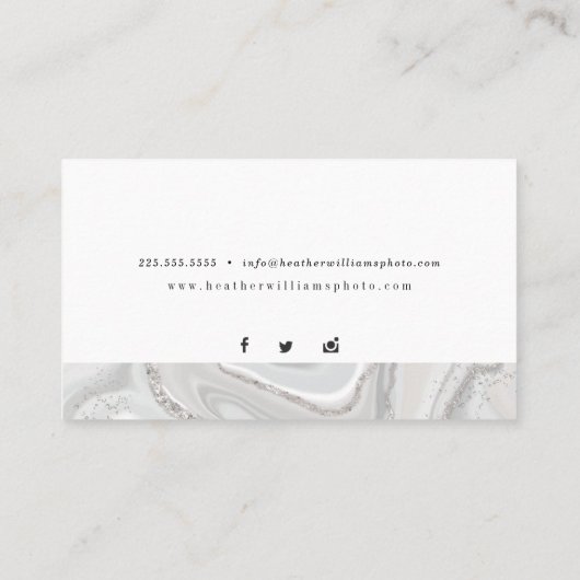 Silver Glitter Geode Visitekaartjes (Achterkant)