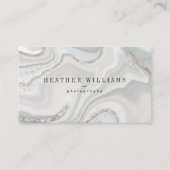 Silver Glitter Geode Visitekaartjes (Voorkant)