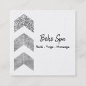 Silver Glitter Geometric Boho Vierkante Visitekaartje (Voorkant)