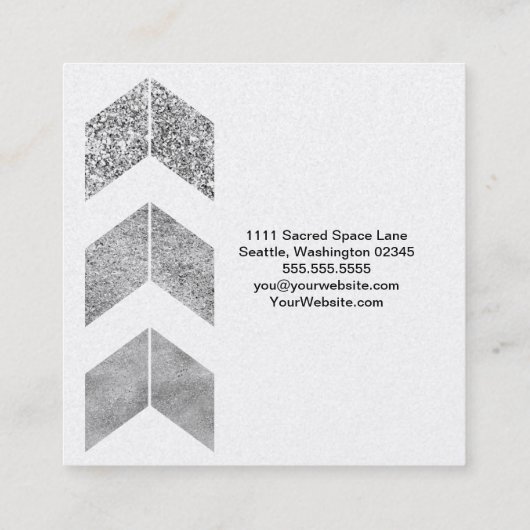 Silver Glitter Geometric Boho Vierkante Visitekaartje (Achterkant)