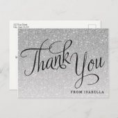 Silver Glitter Gepersonaliseerd Dank u Briefkaart (Voorkant / Achterkant)