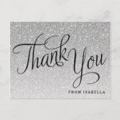 Silver Glitter Gepersonaliseerd Dank u Briefkaart (Voorkant)