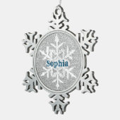 Silver Glitter Girl Name Snowflake Framed Ornament (Rechts)