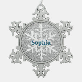 Silver Glitter Girl Name Snowflake Framed Ornament