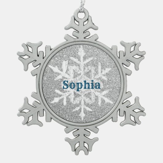 Silver Glitter Girl Name Snowflake Framed Ornament (Voorkant)