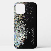 Silver Glitter Girly Custom Name Hoesje-Mate Case-Mate iPhone Case (Achterkant)