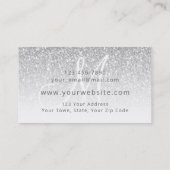 Silver Glitter Girly Script Business Logo Monogram Visitekaartje (Achterkant)