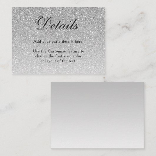Silver Glitter Glam Behuizing Kaart (Voorkant / Achterkant)
