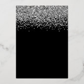 Silver Glitter Glam Black 30th Birthday Folie Uitnodiging (Achterkant)