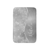 Silver Glitter Glam Bling Personalized Metallic Badmat (Voorkant Verticaal)