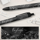 Silver Glitter Glam Bling Personalized Metallic Bl Zwarte Inkt Pen