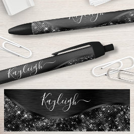 Silver Glitter Glam Bling Personalized Metallic Bl Zwarte Inkt Pen