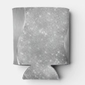 Silver Glitter Glam Bling Personalized Metallic Blikjeskoeler (Achterkant)