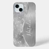 Silver Glitter Glam Bling Personalized Metallic