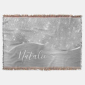 Silver Glitter Glam Bling Personalized Metallic Deken (Voorkant)