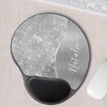 Silver Glitter Glam Bling Personalized Metallic Gel Muismat<br><div class="desc">Pas dit zilveren geborstelde metaal en glamoureus faux glitter patterned mouse pad eenvoudig aan met uw eigen naam.</div>